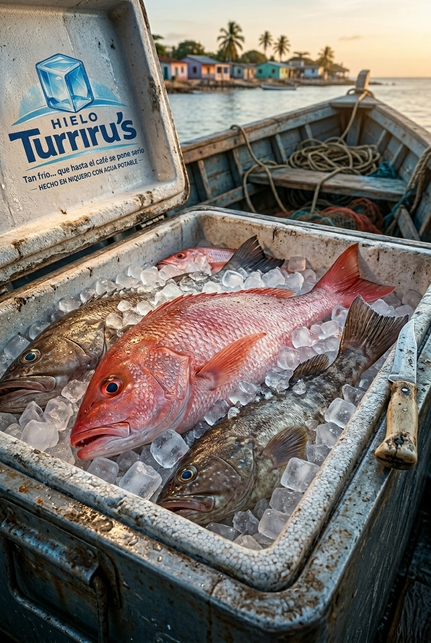 Pescado fresco conservado con hielo